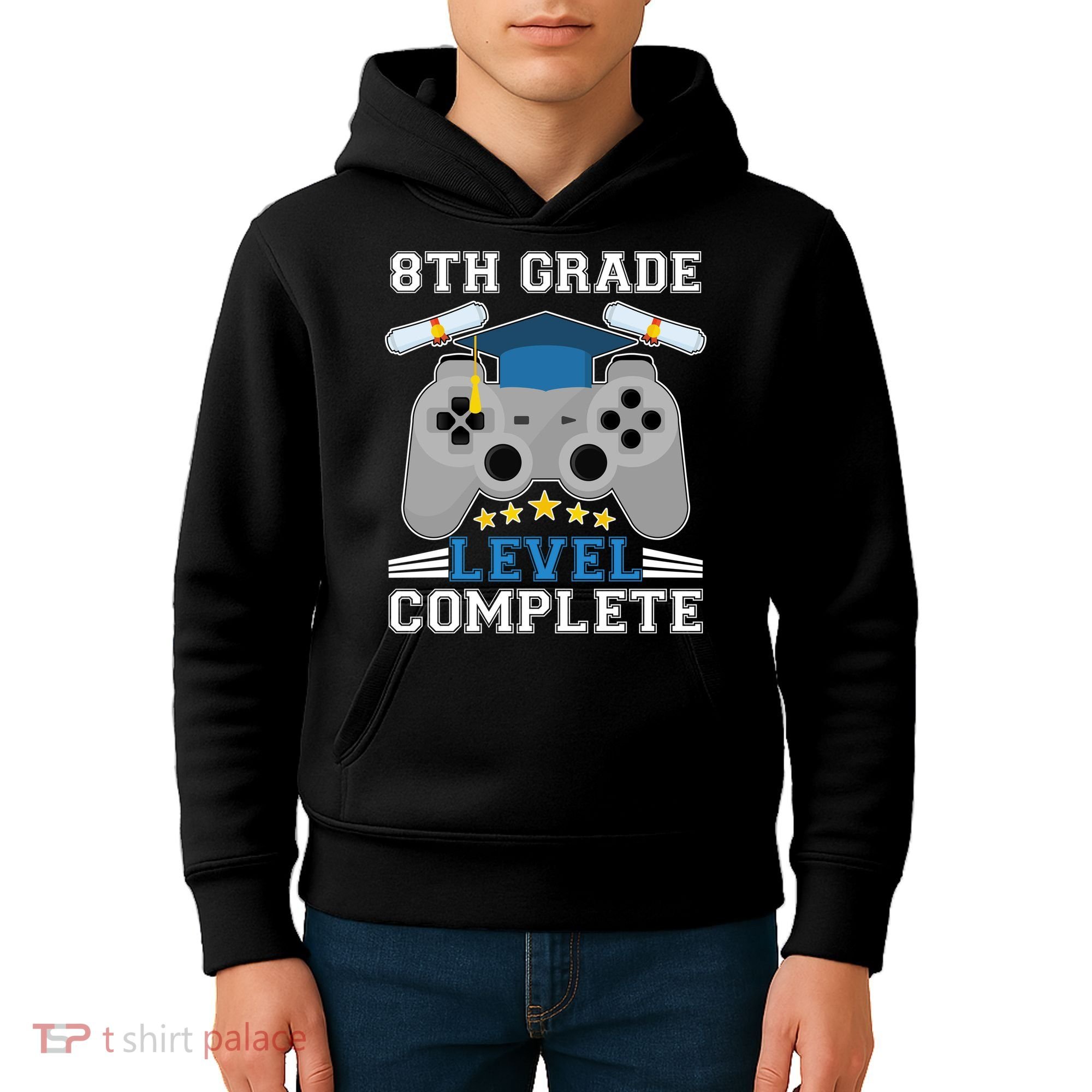 Eight 8th Grade Level Complete Gamer Graduation Kids Hoodie