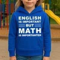 English Is Important But Math Is Importanter Funny School Gift Kids Hoodie thumb 3