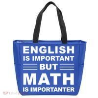 English Is Important But Math Is Importanter Funny School Gift Tote Bag thumb 0