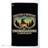 Education Is Important But Snowboarding Is Importanter Funny Golf Towel thumb 0