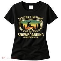 Education Is Important But Snowboarding Is Importanter Funny Women's T-Shirt thumb 0