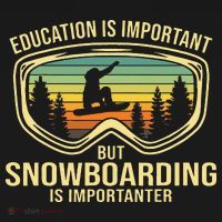 Education Is Important But Snowboarding Is Importanter Funny Kids Sweatshirt thumb 2