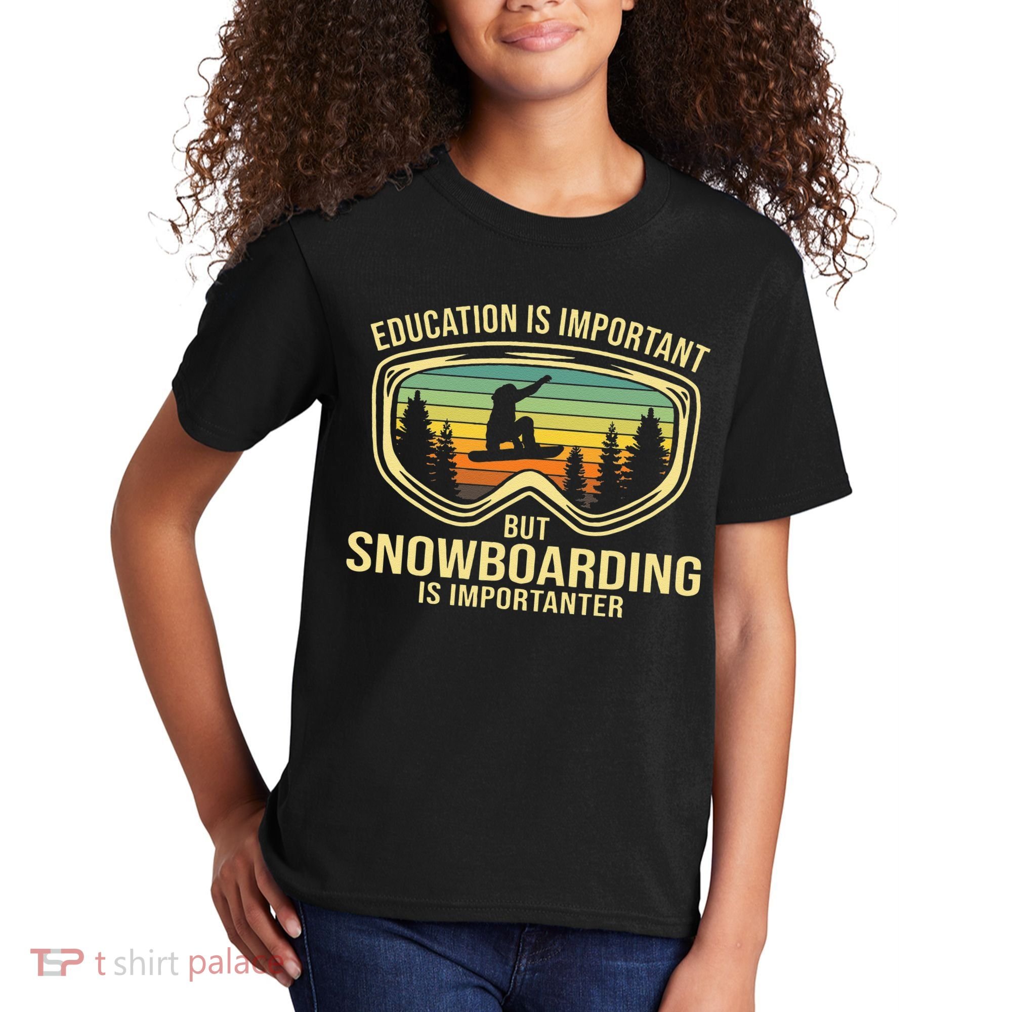 Education Is Important But Snowboarding Is Importanter Funny Kids T-Shirt