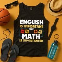 English Is Important But Math Is Importanter Funny Math Geek Tank Top thumb 4
