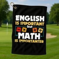 English Is Important But Math Is Importanter Funny Math Geek Golf Towel thumb 1