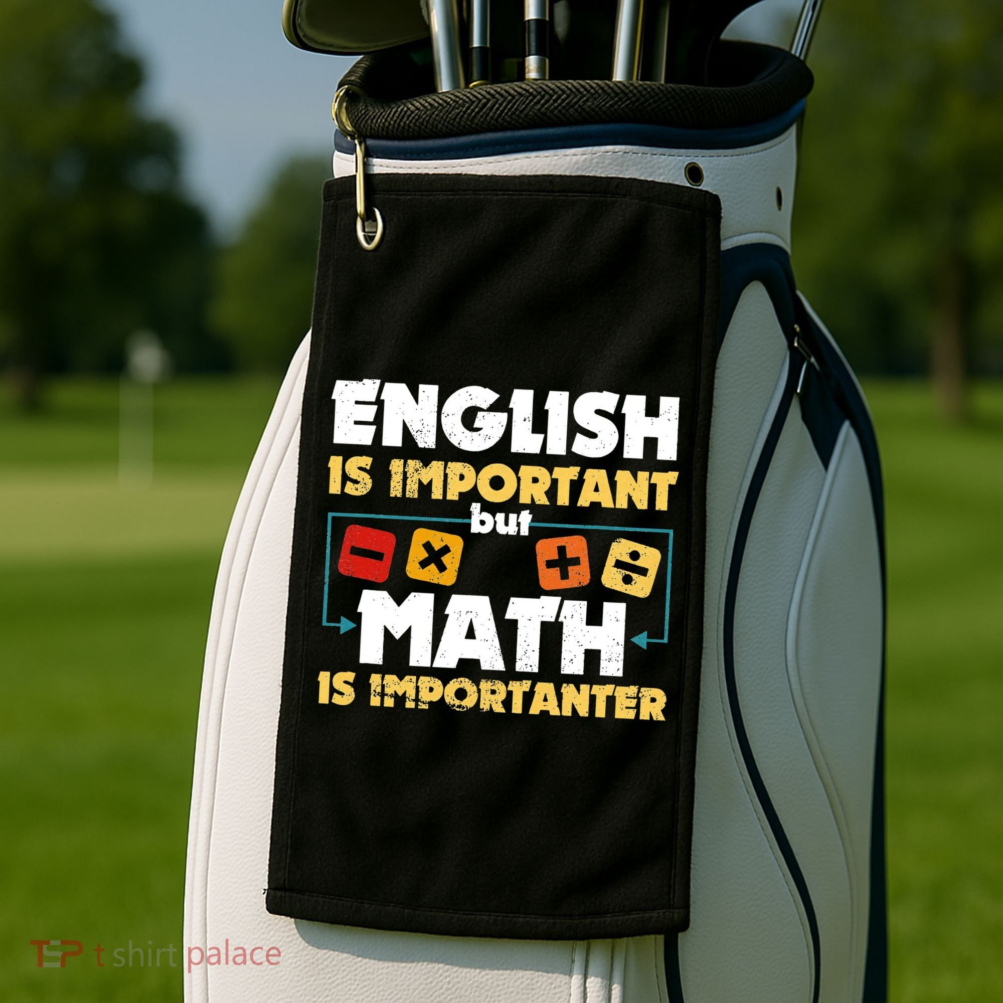 English Is Important But Math Is Importanter Funny Math Geek Golf Towel
