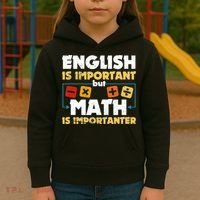 English Is Important But Math Is Importanter Funny Math Geek Kids Hoodie thumb 3