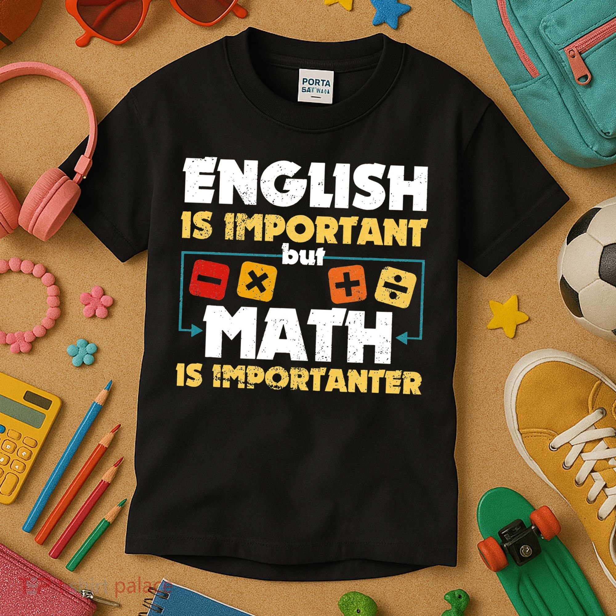English Is Important But Math Is Importanter Funny Math Geek Kids T-Shirt