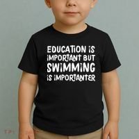 Education Is Important But Swimming Is Importanter Toddler T-Shirt thumb 2