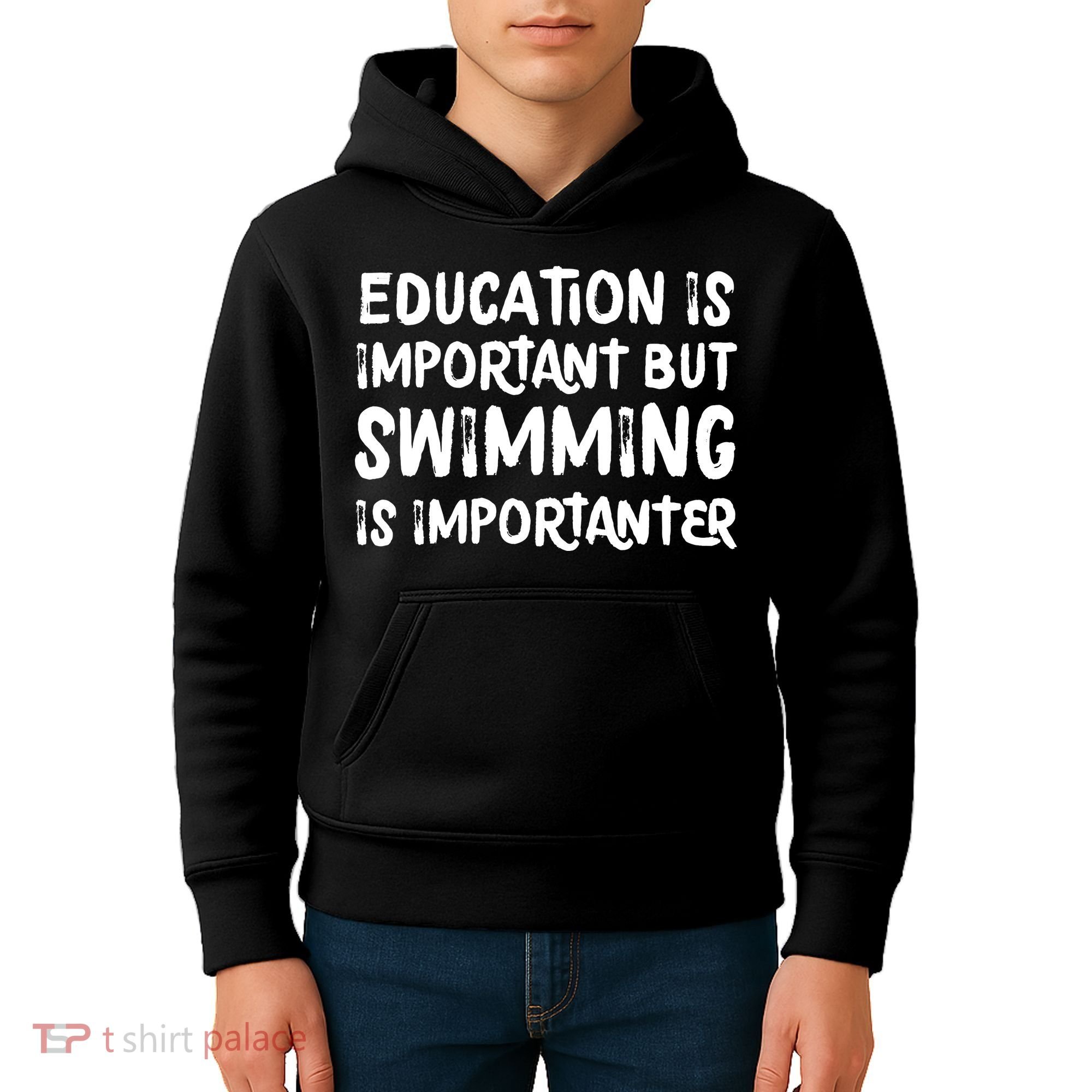 Education Is Important But Swimming Is Importanter Kids Hoodie