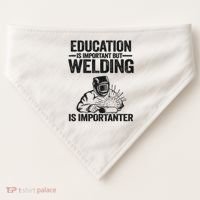 Education Is Important But Welding Is Importanter Welder USA-Made Doggie Bandana thumb 0