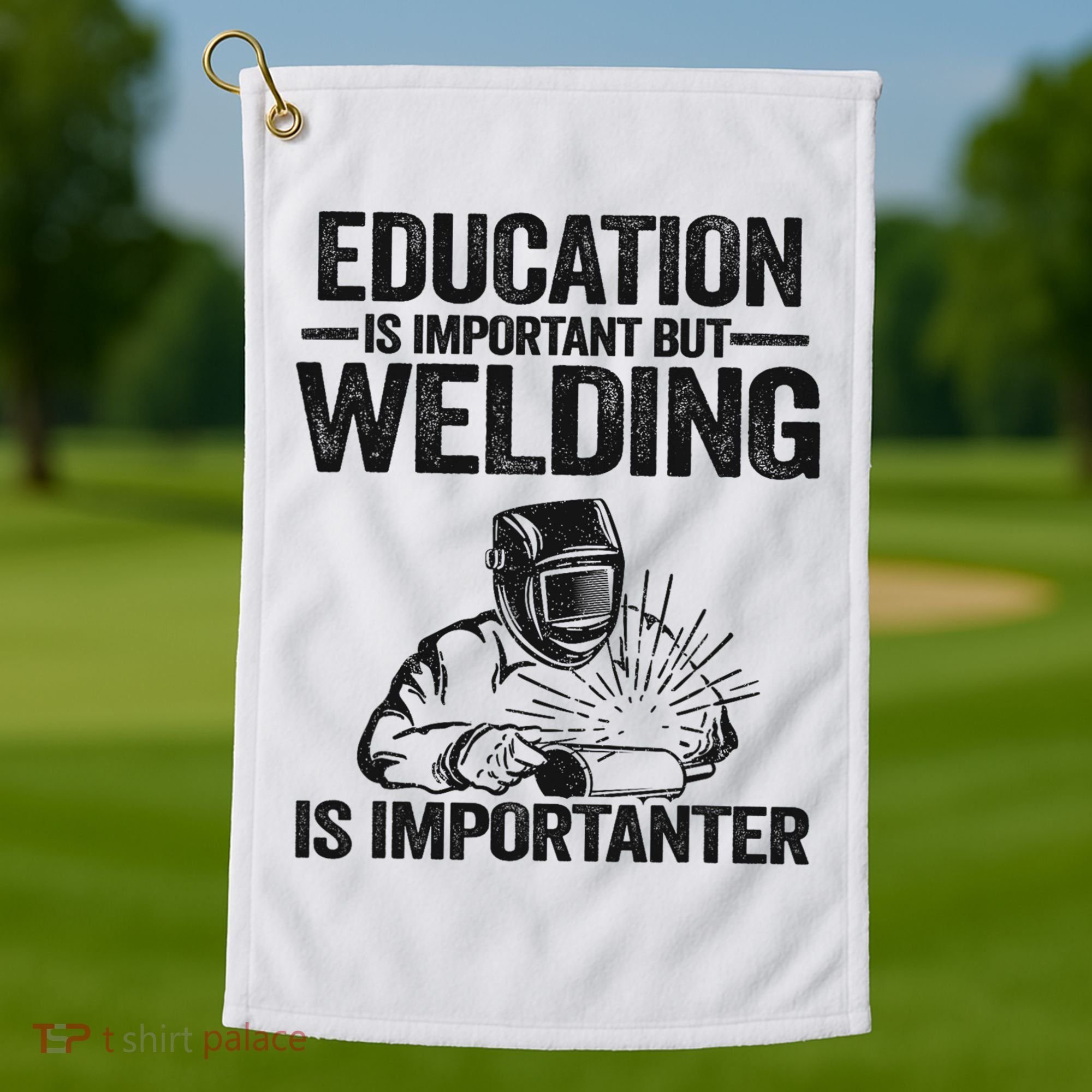 Education Is Important But Welding Is Importanter Welder Golf Towel