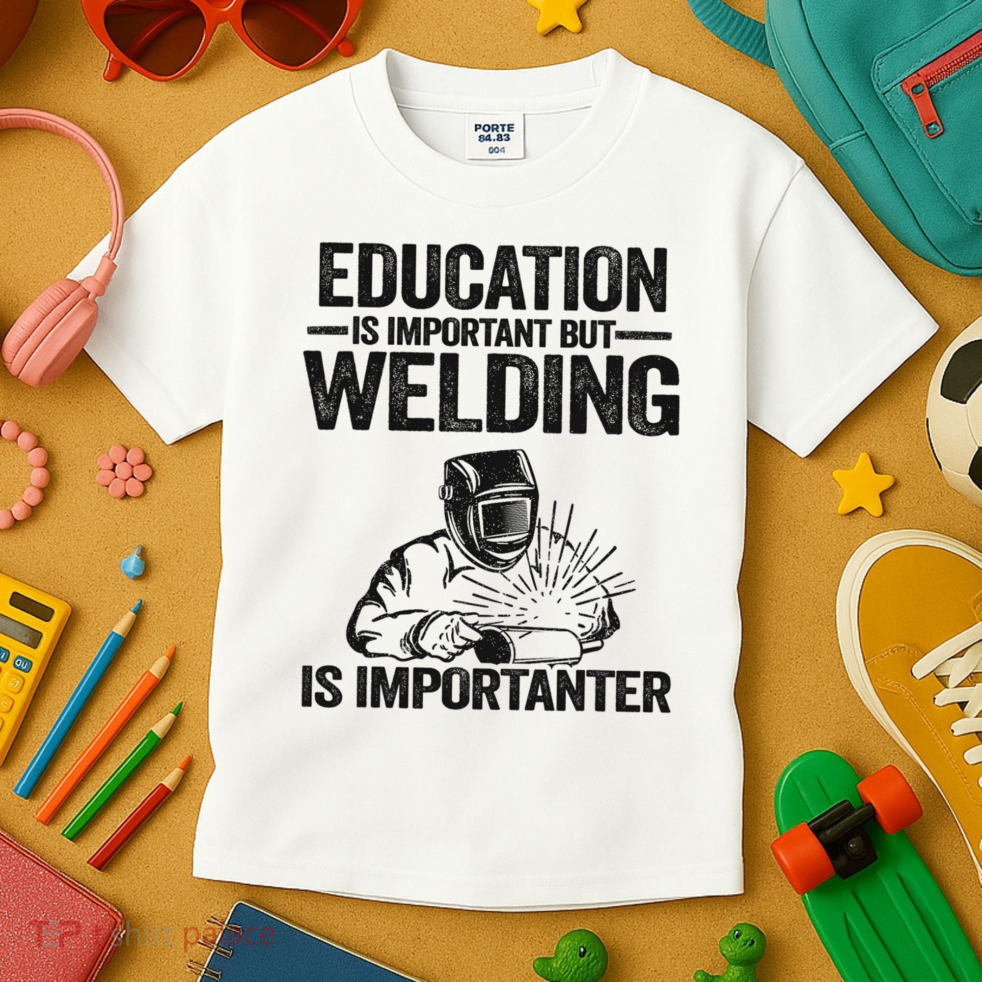 Education Is Important But Welding Is Importanter Welder Kids T-Shirt