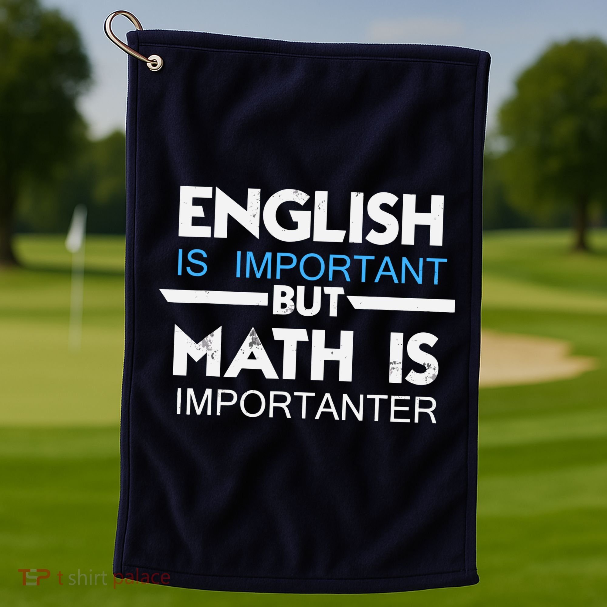 English Is Important But Math Is Importanter Funny Gift Joke Golf Towel