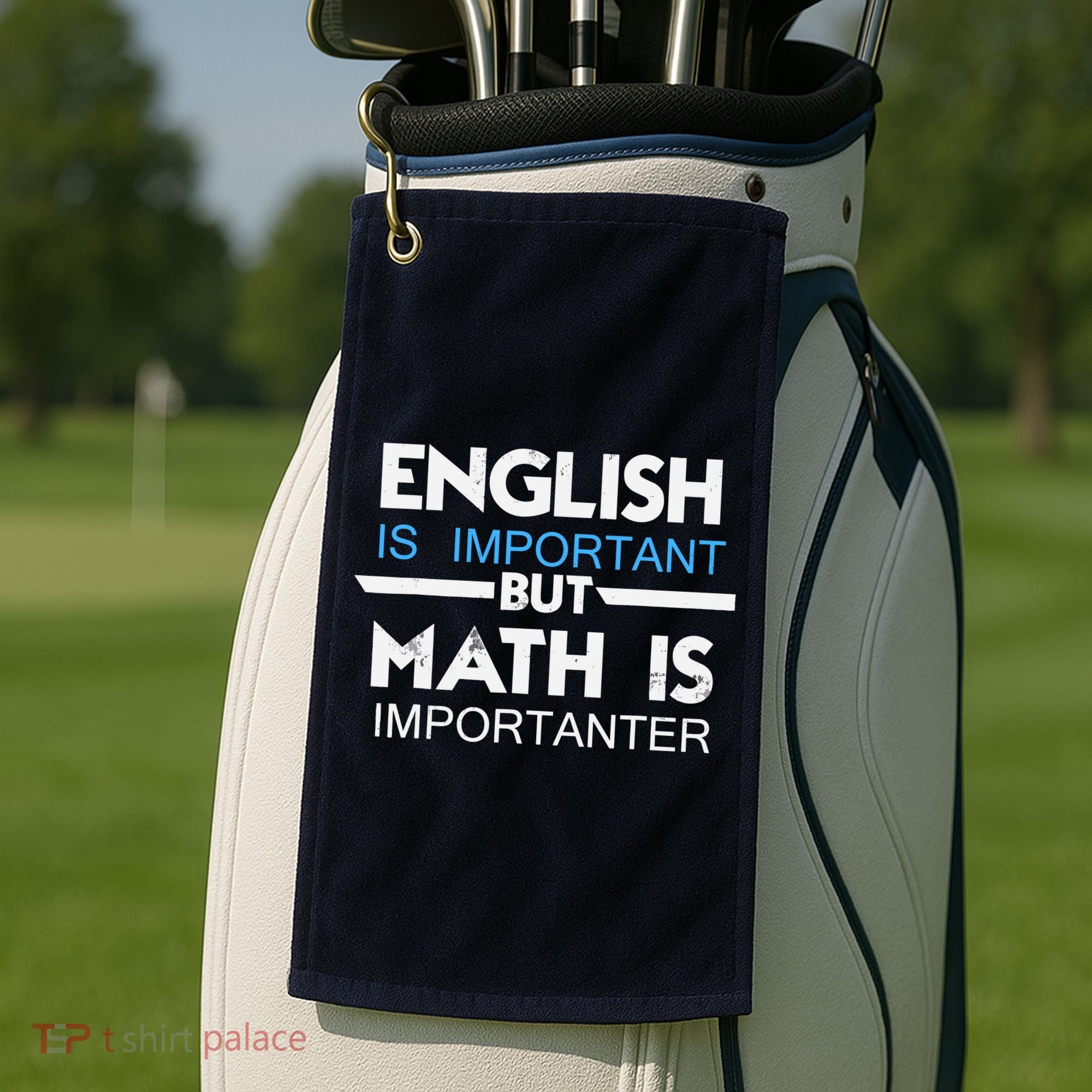 English Is Important But Math Is Importanter Funny Gift Joke Golf Towel