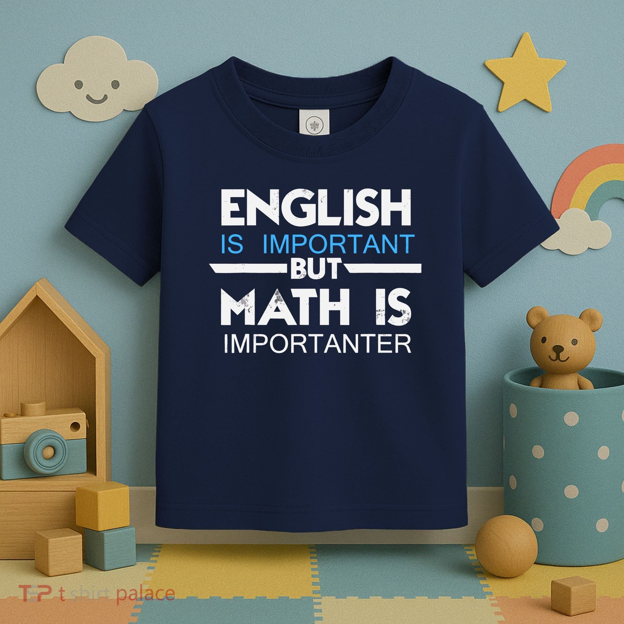 English Is Important But Math Is Importanter Funny Gift Joke Toddler T-Shirt