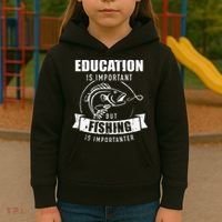 Education Is Important But Fishing Is Importanter Kids Hoodie thumb 3