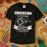 Education Is Important But Fishing Is Importanter Kids T-Shirt thumb 3