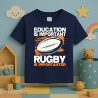 Education Is Important Rugby Is Importanter Sports Lover Toddler T-Shirt thumb 3