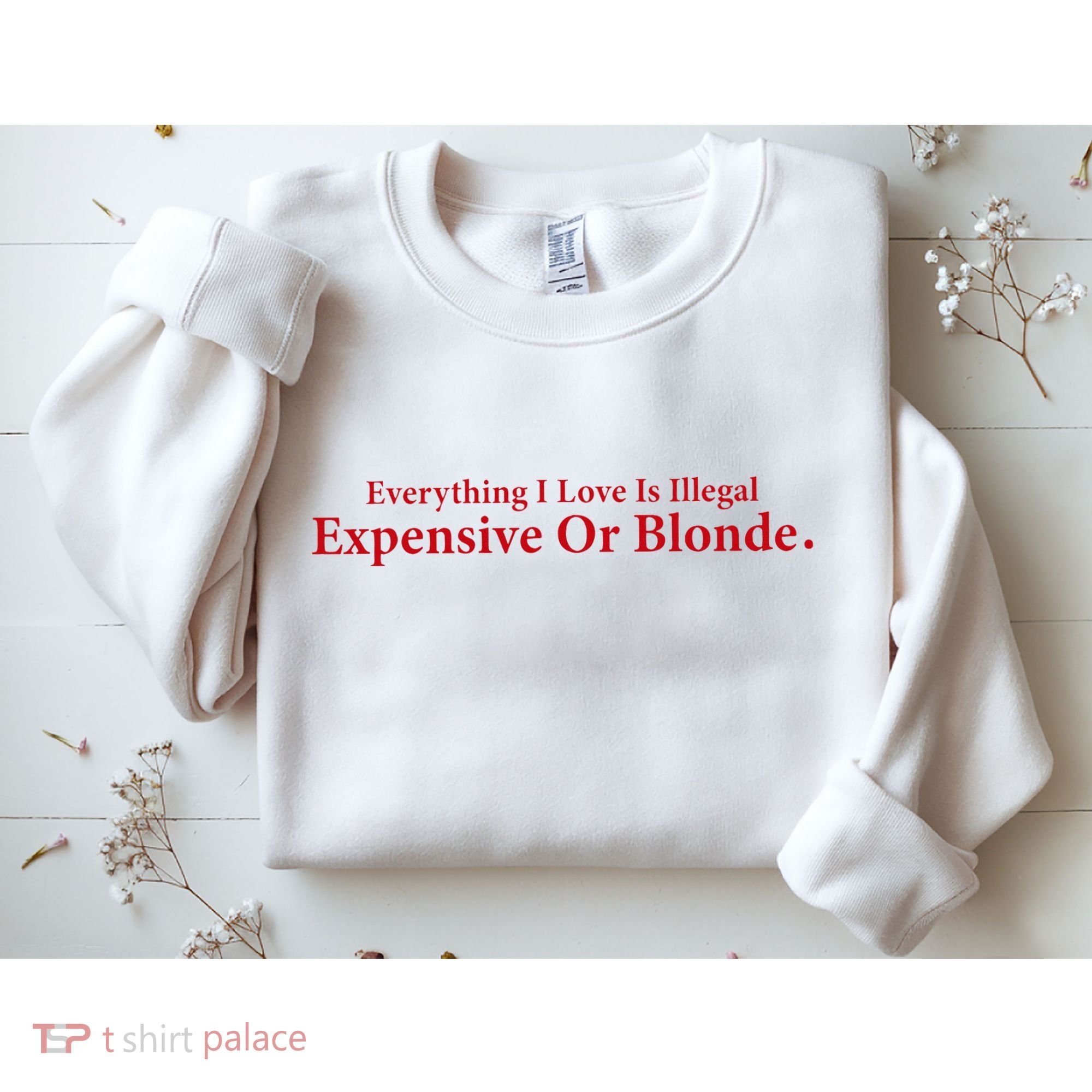 Everything I Love Is Illegal Expensive Or Blonde I Love Joke Sweatshirt