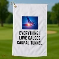 Everything I Love Causes Carpal Tunnel Golf Towel thumb 1