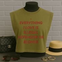 Everything I Love Is Illegal Expensive Or Blonde Garment-Dyed Women's Muscle Tee thumb 3