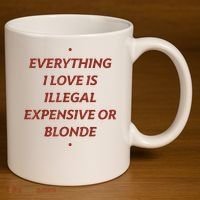 Everything I Love Is Illegal Expensive Or Blonde 11oz C Handle Ceramic Mug thumb 3