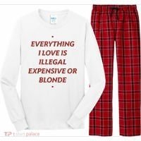 Everything I Love Is Illegal Expensive Or Blonde Long Sleeve Pajama Set thumb 0