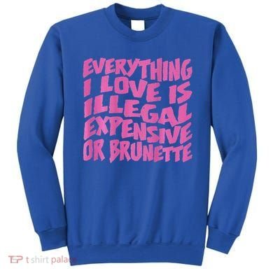 Everything I Love Is Illegal Expensive Or Brunette Sweatshirt