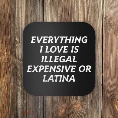 Everything I Love Is Illegal Expensive Or Latina Coaster