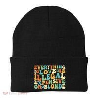 Everything I Love Is Illegal Expensive Or Blonde Groovy Beanie thumb 0