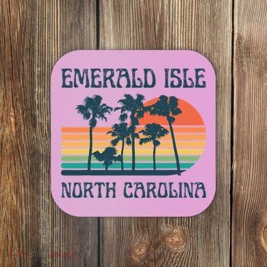 Emerald Isle North Carolina Beach Summer Vacation Vintage Coaster