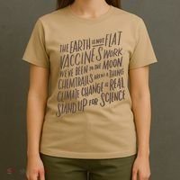 Earth Is Not Flat Stand Up For Science Teacher T-Shirt thumb 4