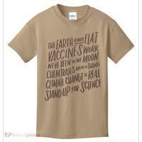 Earth Is Not Flat Stand Up For Science Teacher Kids T-Shirt thumb 0