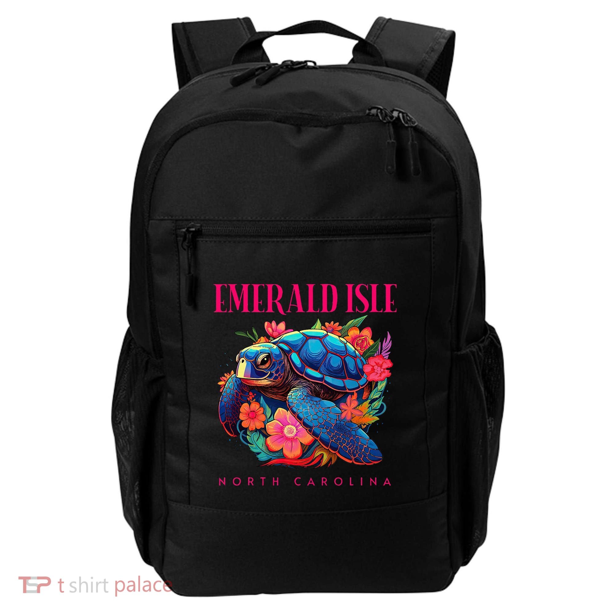 Emerald Isle North Carolina Floral Beach Turtle Souvenir Backpack