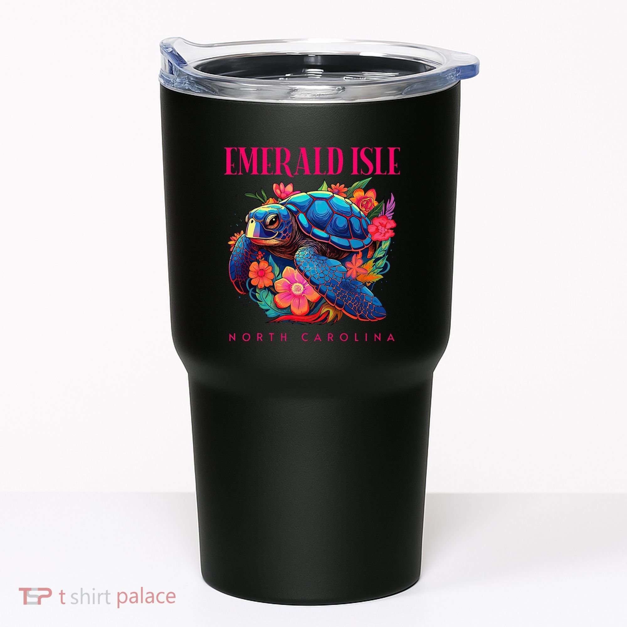 Emerald Isle North Carolina Floral Beach Turtle Souvenir Tumbler