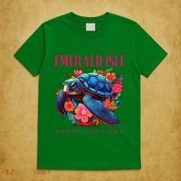 Emerald Isle North Carolina Floral Beach Turtle Souvenir T-Shirt thumb 5