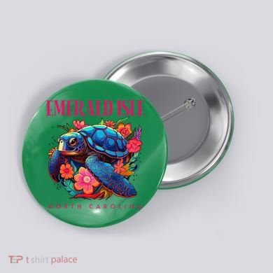 Emerald Isle North Carolina Floral Beach Turtle Souvenir Button