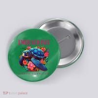 Emerald Isle North Carolina Floral Beach Turtle Souvenir Button thumb 0