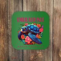 Emerald Isle North Carolina Floral Beach Turtle Souvenir Coaster thumb 0