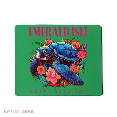 Emerald Isle North Carolina Floral Beach Turtle Souvenir Mousepad