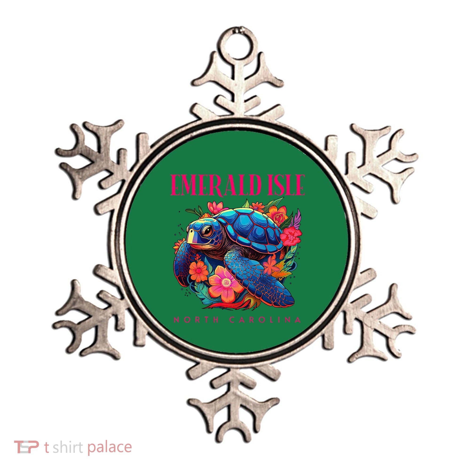 Emerald Isle North Carolina Floral Beach Turtle Souvenir Ornament