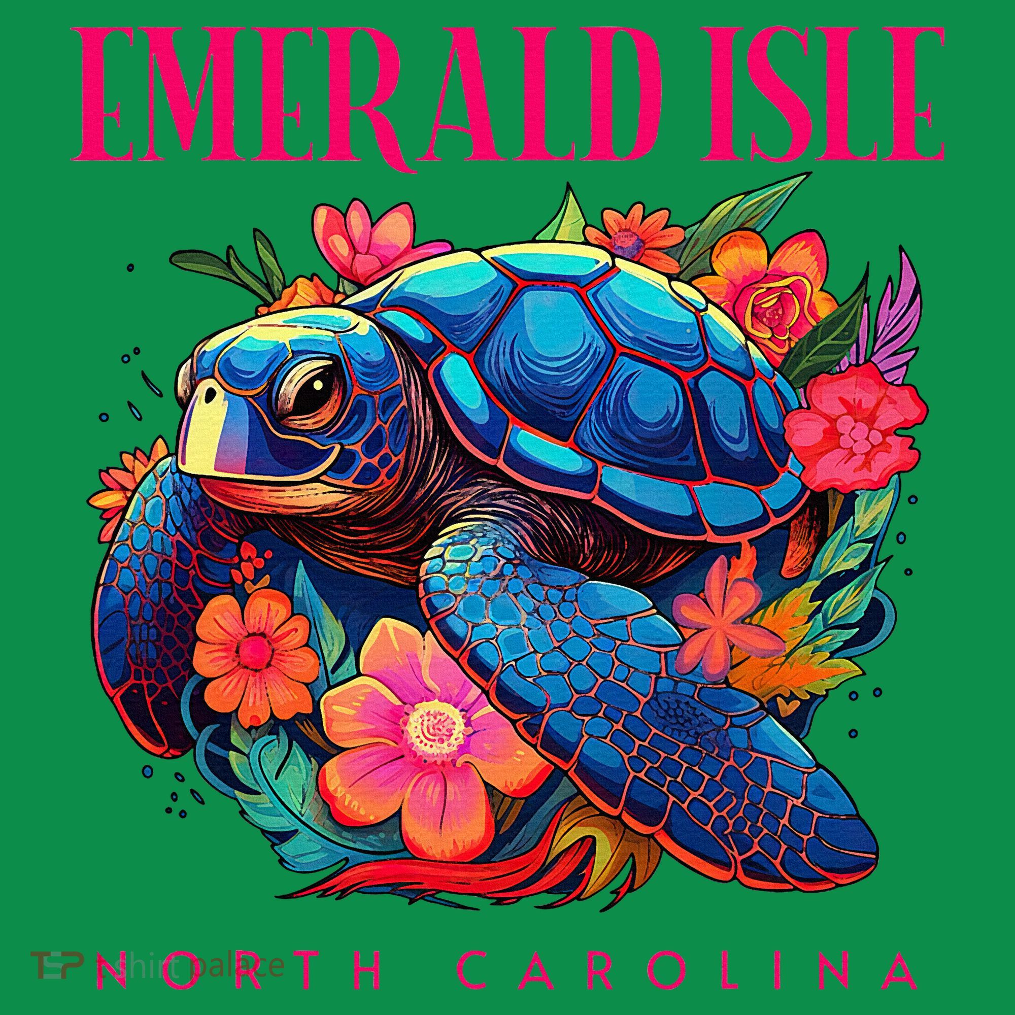 Emerald Isle North Carolina Floral Beach Turtle Souvenir Baby Bodysuit
