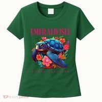 Emerald Isle North Carolina Floral Beach Turtle Souvenir Women's T-Shirt thumb 0