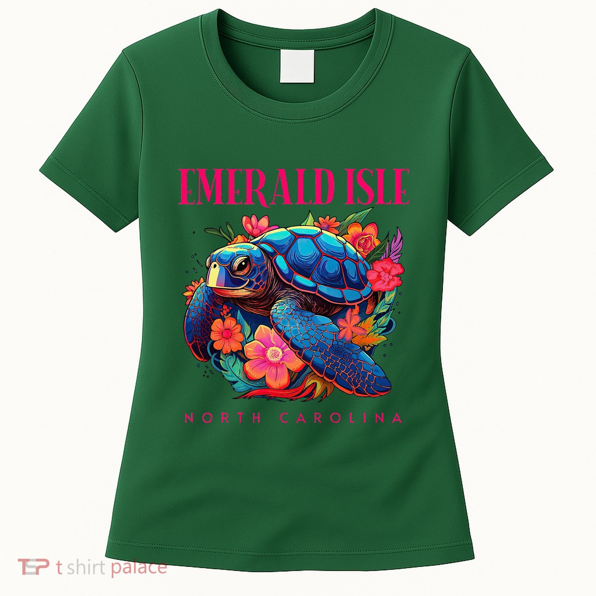 Emerald Isle North Carolina Floral Beach Turtle Souvenir Women's T-Shirt