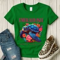 Emerald Isle North Carolina Floral Beach Turtle Souvenir Women's T-Shirt thumb 3