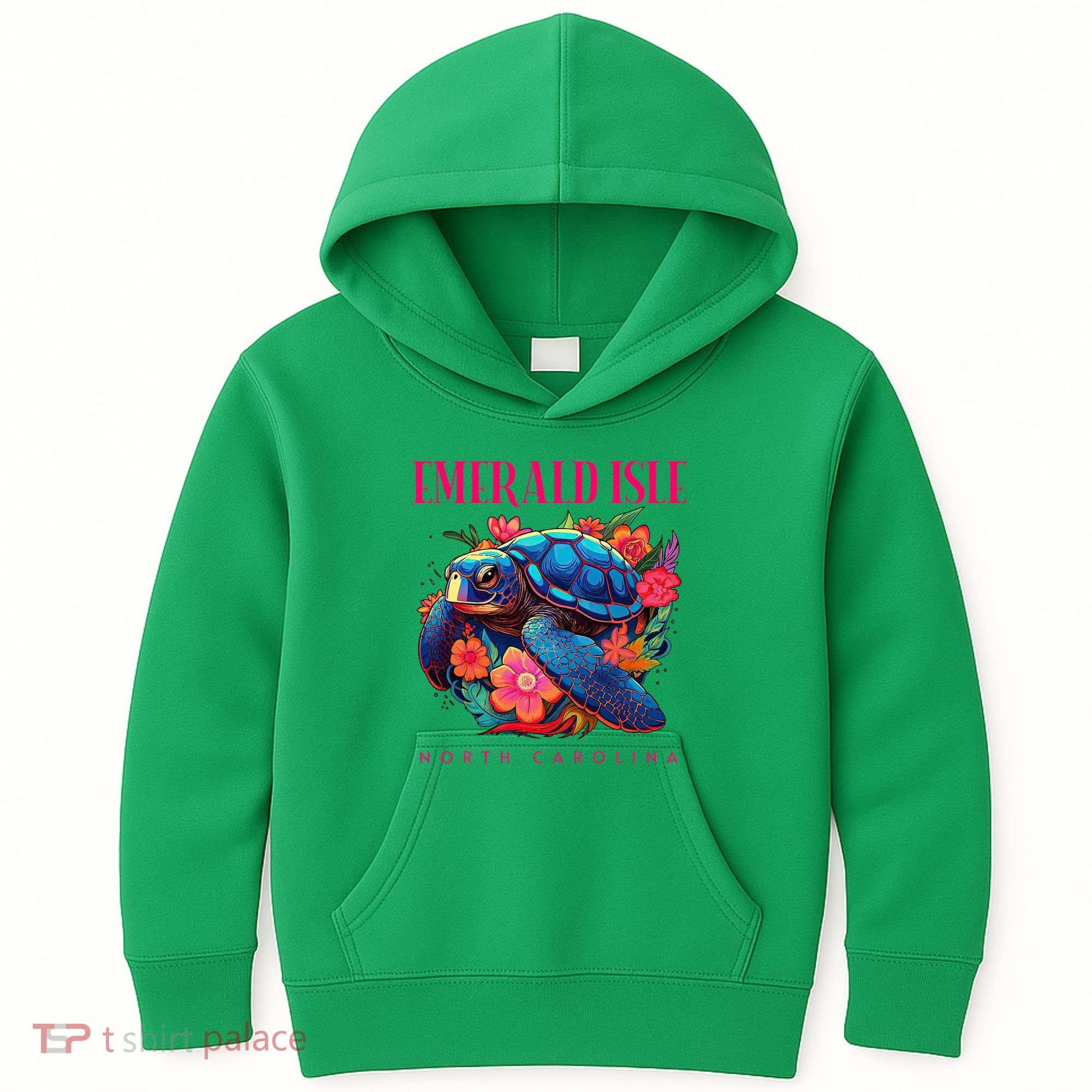 Emerald Isle North Carolina Floral Beach Turtle Souvenir Kids Hoodie