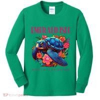 Emerald Isle North Carolina Floral Beach Turtle Souvenir Kids Long Sleeve Shirt thumb 0
