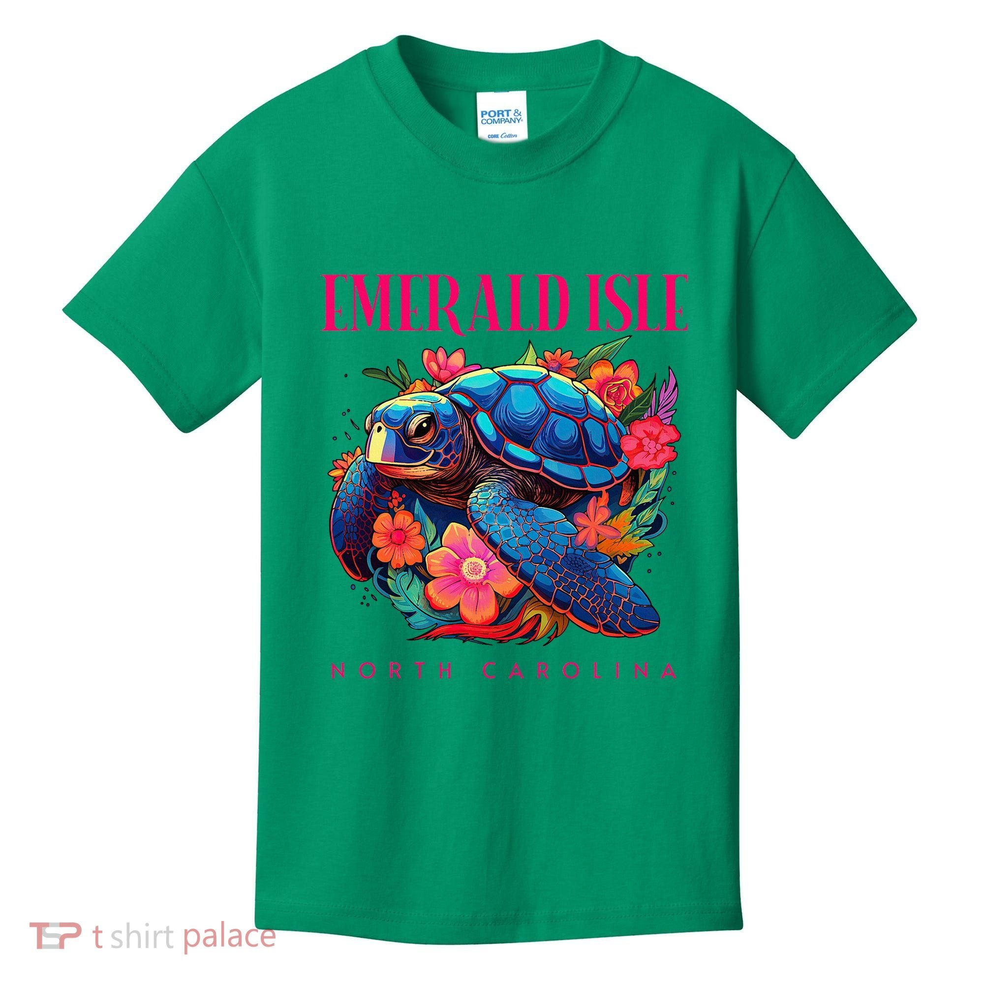 Emerald Isle North Carolina Floral Beach Turtle Souvenir Kids T-Shirt
