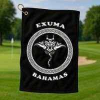 Exuma IslandsBahamas Retro Tribal Stingray Vacation Golf Towel thumb 1